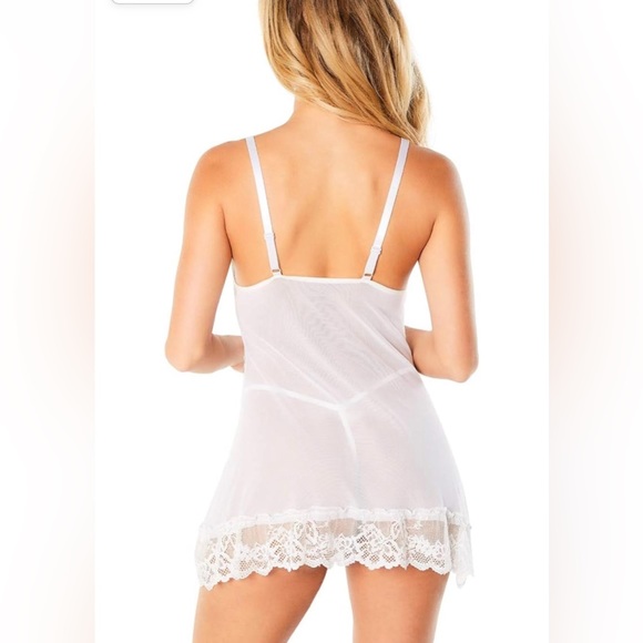 New Women Sleepwear Lace Nightdress White Babydoll Set Sz S - Picture 3 of 7
